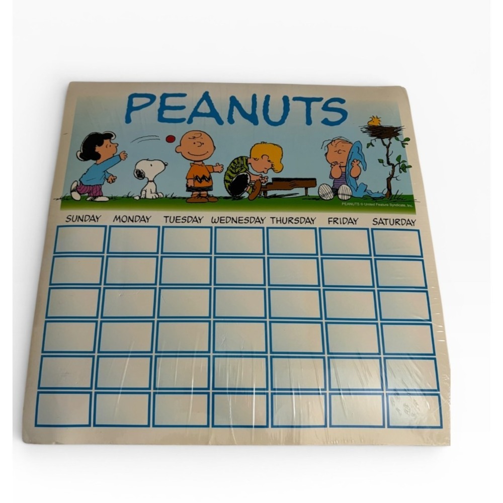 Vintage Peanuts Gang Dry Erase Family Organizer Board Snoopy Charlie Brown 4303